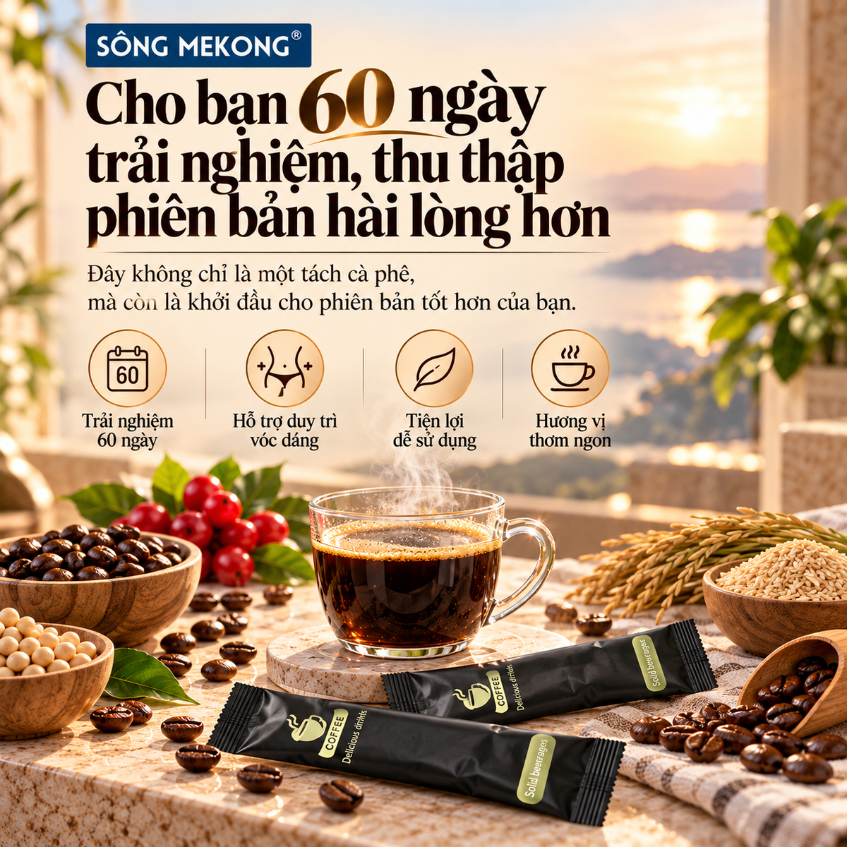[MUA 2 TẶNG 4] Cà Phê Hòa Tan Đậm Đà 6 Hộp - Vị Ngọt Tự Nhiên, Không Đường - Tặng Kèm COD Coffee Cafe , 1 hộp 10 gói ！
